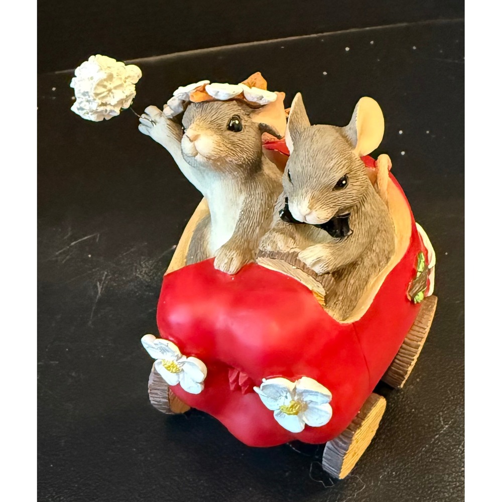 Charming Tails Fitz Floyd Figurine The Getaway Car Just Married Mice Mouse Car